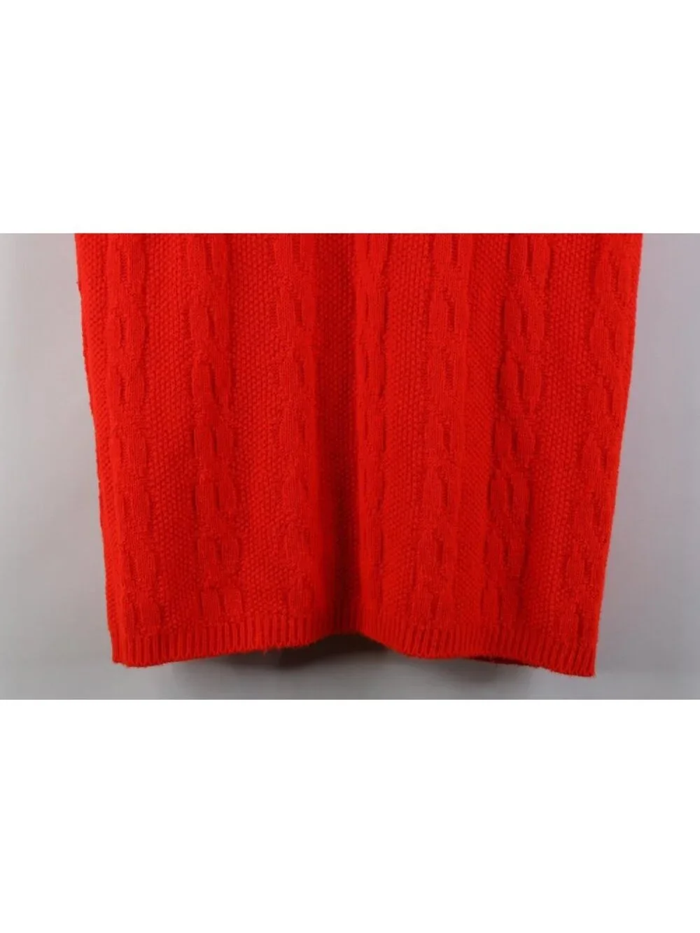 Vintage 70s Streetwear Womens Medium Chunky Knit Open Front Sweater Vest Red USA